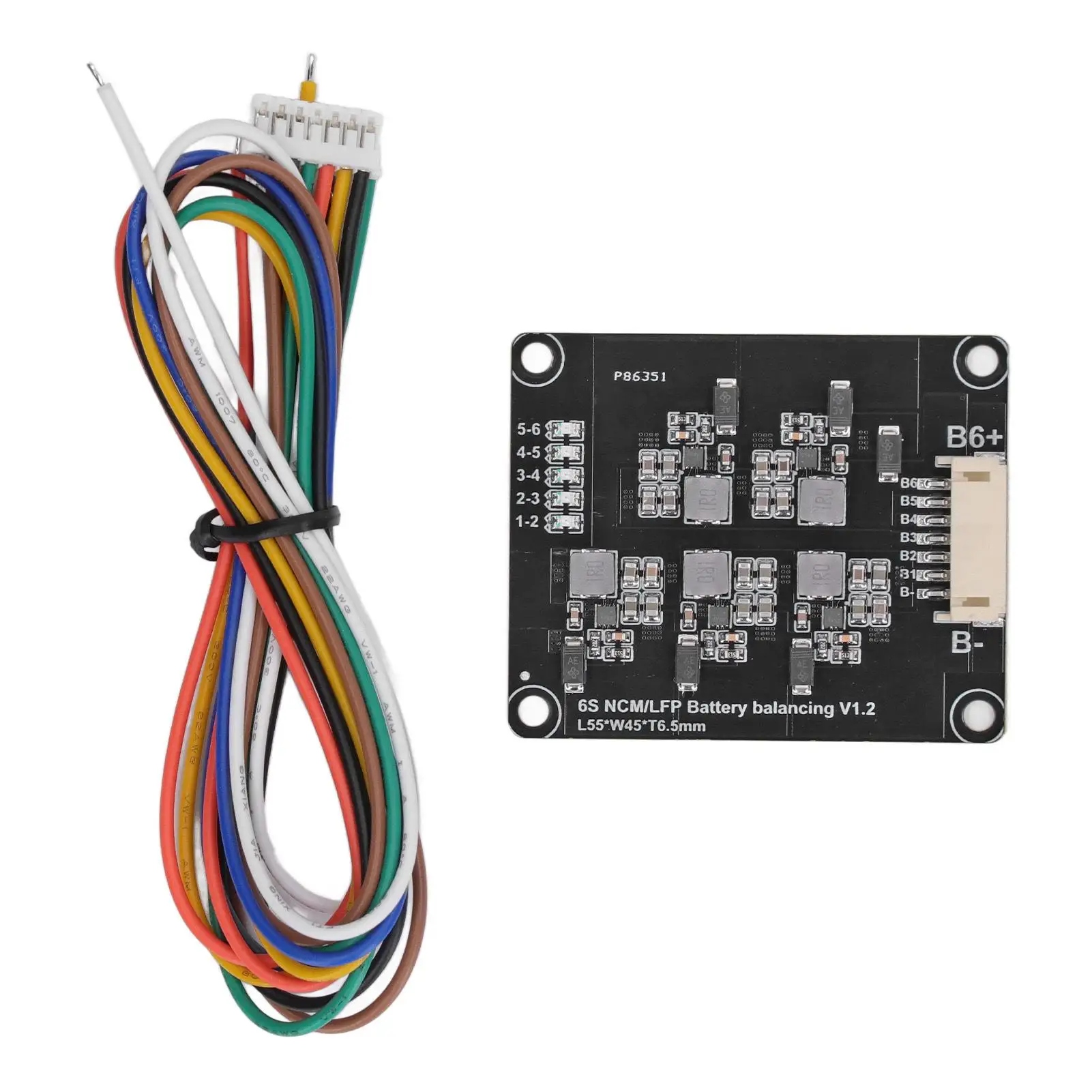 لوحة توازن البطارية DC 2-4.5V 6S، المعادل النشط، استهلاك منخفض للطاقة مع مؤشر ضوء الكابل