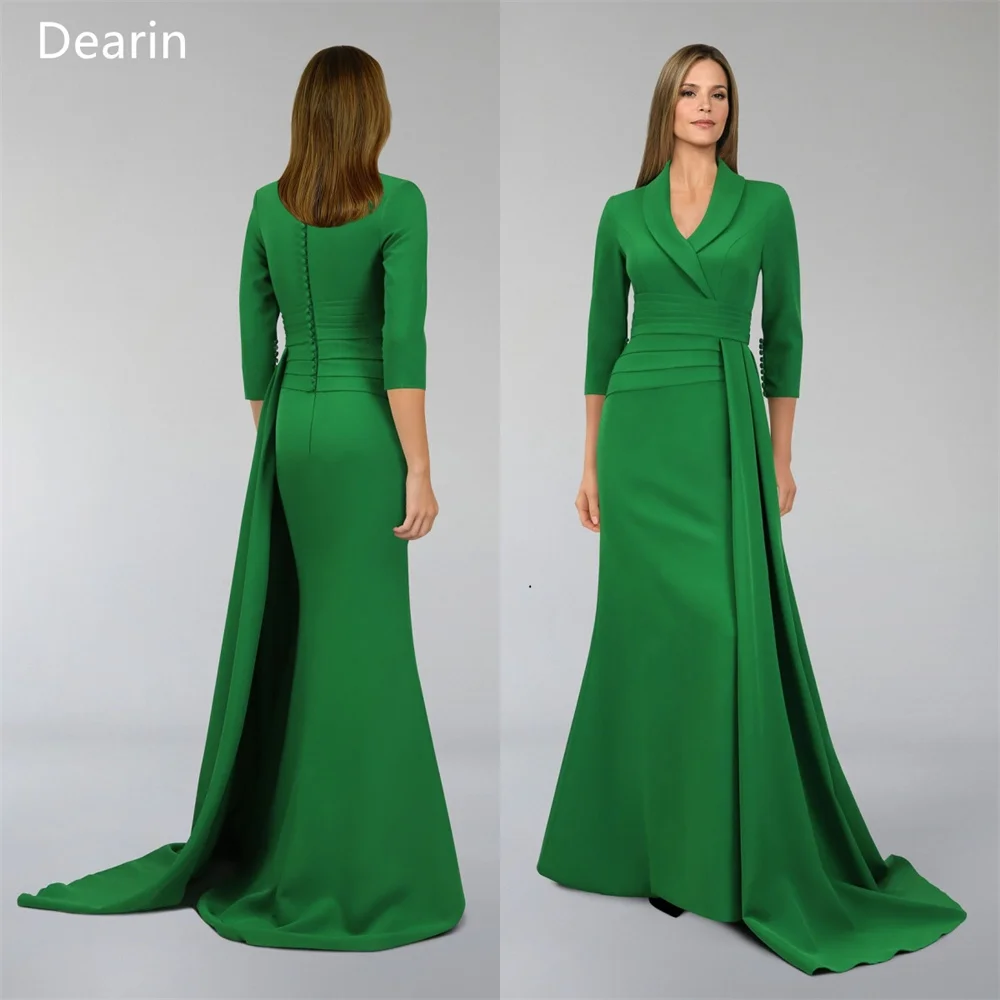 

Formal Dress Dearin V-neck Mermaid Floor Length Skirts Draped Layered Bespoke Occasion Dresses Prom Saudi Arabia Evening Gown