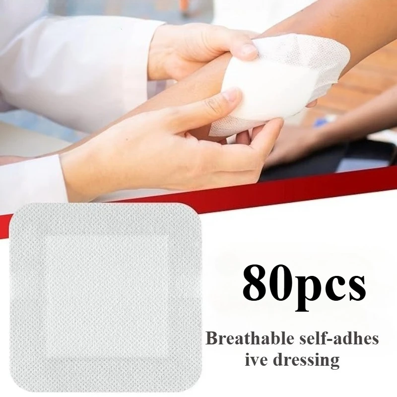 80 Stück große, hypoallergene, nicht gewebte, medizinische, selbstklebende Wundauflage, Pflaster, Verband, große Wunde, Erste-Hilfe-Gesundheitspflaster