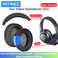 YAYINCC Replacement Cooling Gel /Leather Memory Foam Ear Pads For Anker Soundcore Life Q35 Gaming Headphones With plastic buckle