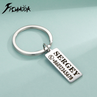 Personalized Custom Keychain Gift for Men Woman Father Day Dad Car Key Chain Ring Engrave Name Phone Number Stainless Steel