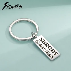 Personalized Custom Keychain Gift for Men Woman Father Day Dad Car Key Chain Ring Engrave Name Phone Number Stainless Steel