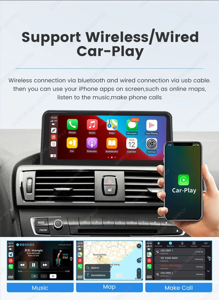 10,25 Zoll 1920*720 QLED Linux Bildschirm Kabelloses CarPlay Android Auto Autoradio für BMW 1 2 3 4 Serie F20 F21 F22 F30 F31 F32 F33 2012–2016 NBT-Systeme Autoradio Stereo Multimedia-Player mit BT GPS-Navigation Plug-and-Play-Installation – Detail 12