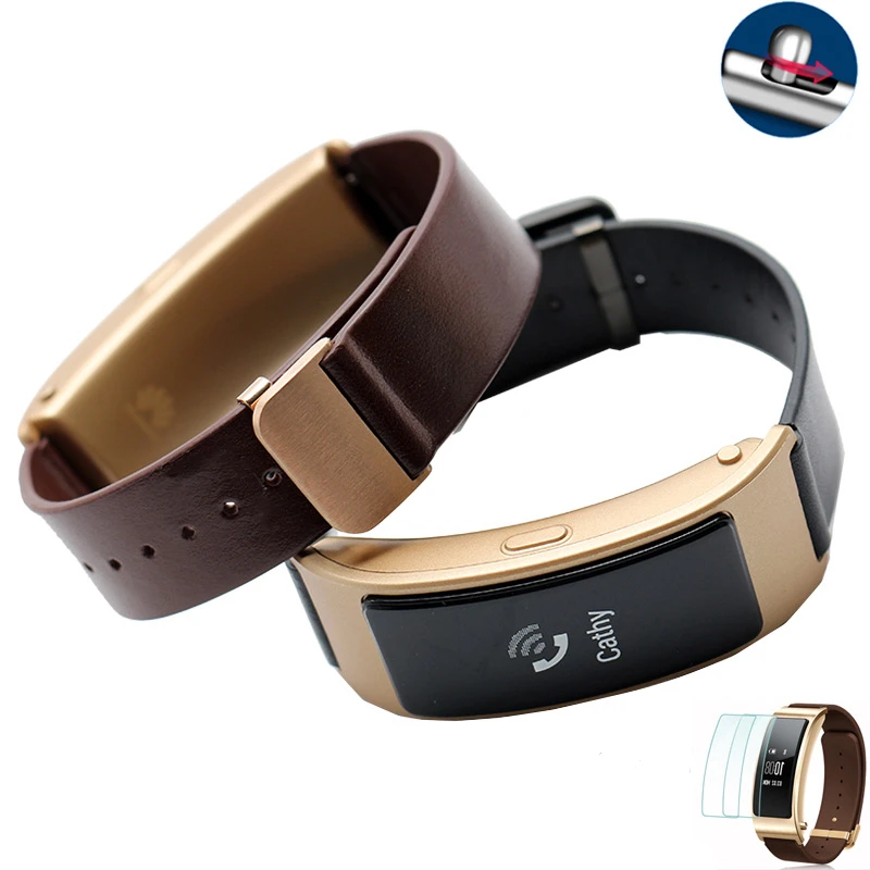 Business Leather Special Buckle Watchband for Huawei B2 B3 B5 Smart Wristband Men and Women 18 20 16mm Black Brown Watch Strap