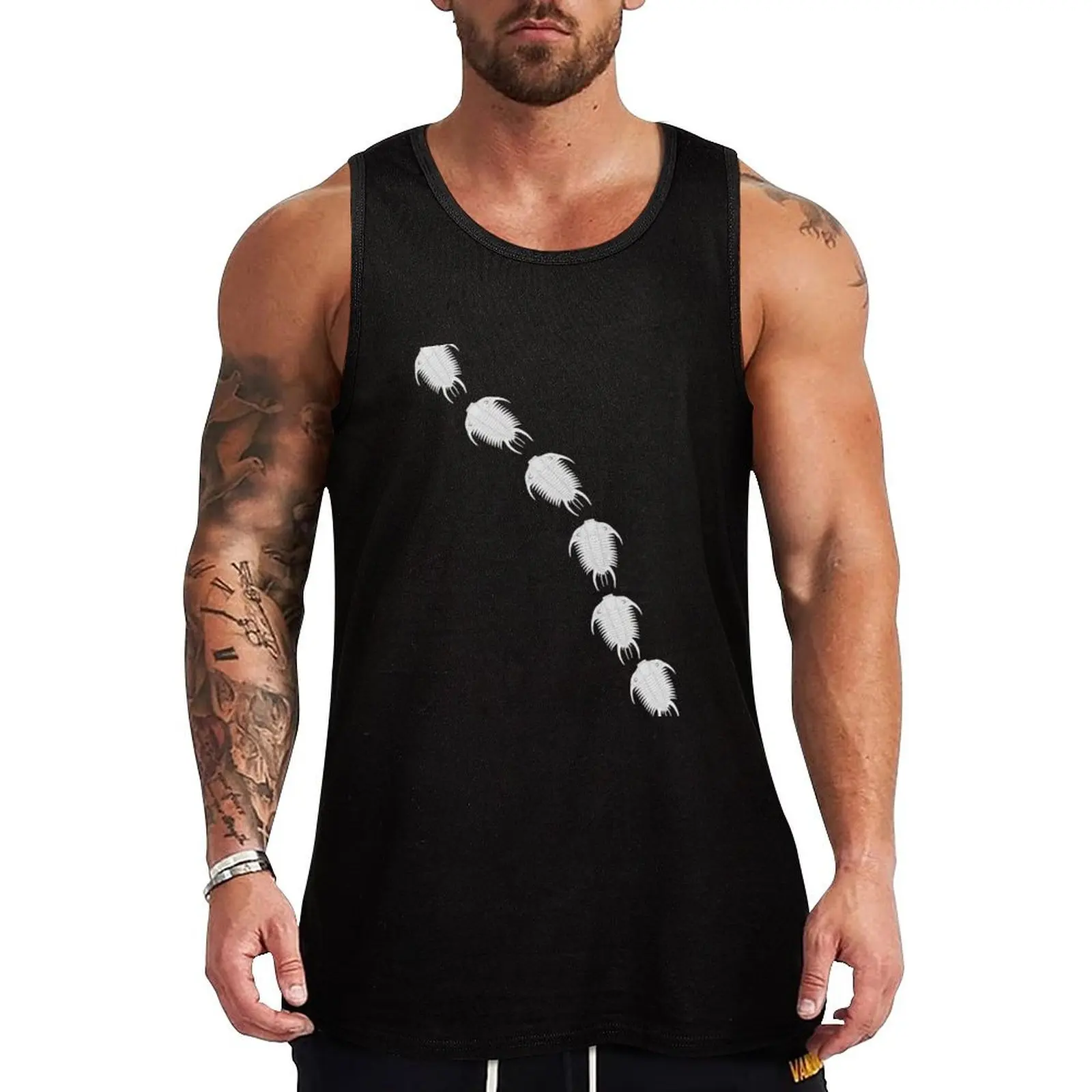 

Trilobite Conga Line Tank Top Men's sleeveless gym shirts Man gym clothes Man summer clothes