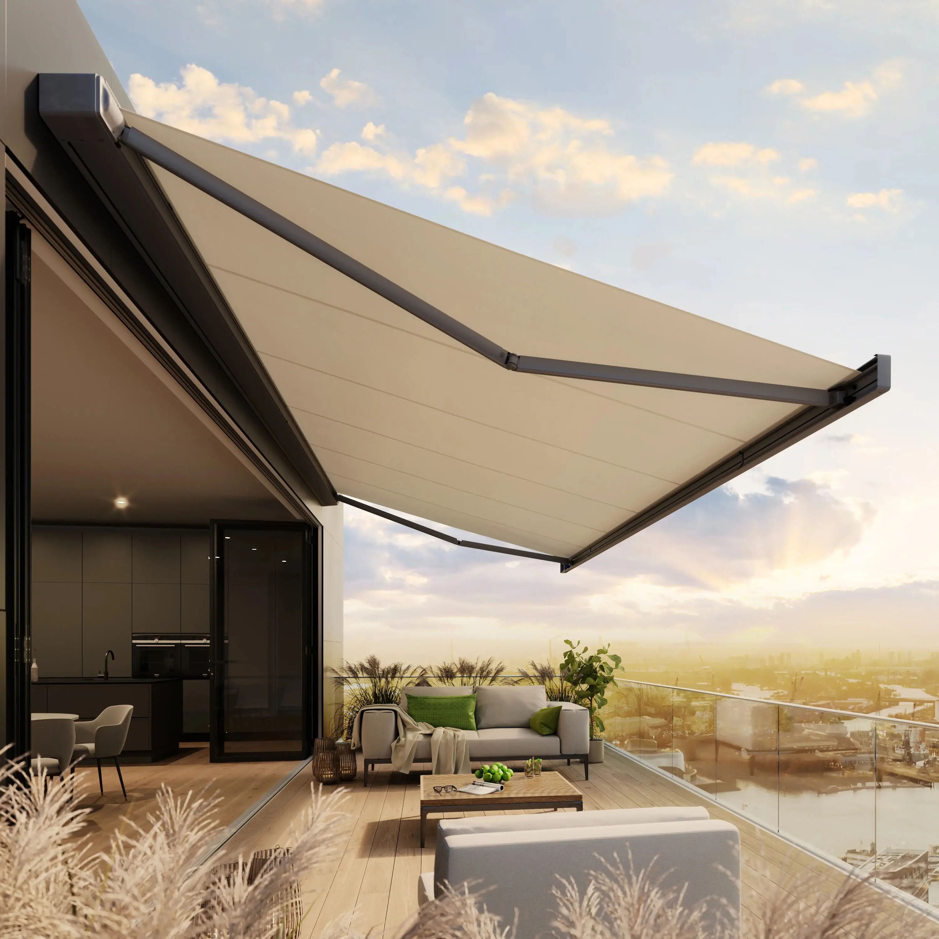 Latest Design Villa Luxury Sunshade Electric Outdoor Rainproof and Corrosion Resistant Awning Wall Mounted Balcony Canopy