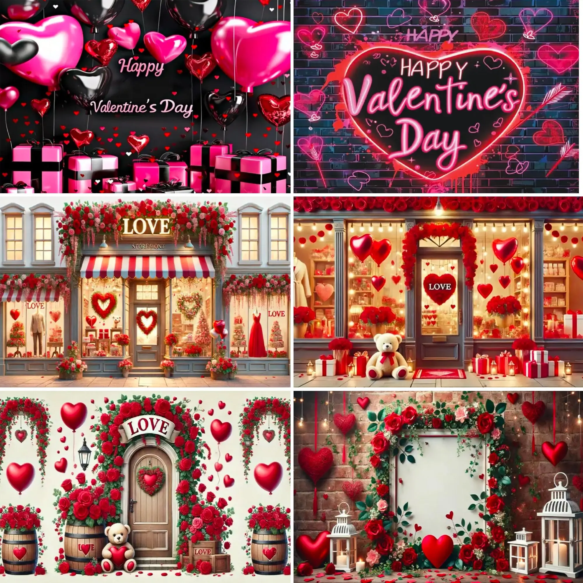 

Valentine's Day Romantic Confession Background Balloon Gift Atmosphere Decoration Background Rose House Wedding Engagement decor