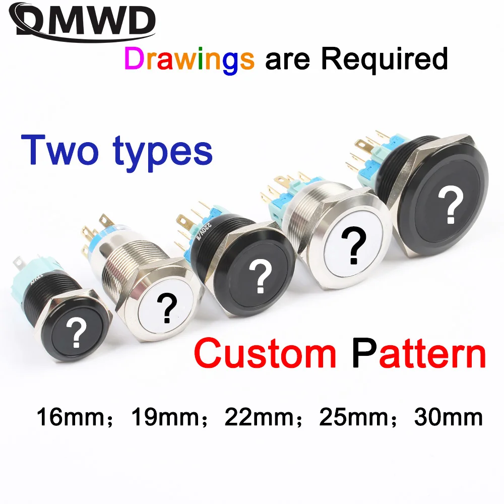 

Пользовательский узор 16 мм 19 мм 22 мм 25 мм 30 мм металлический моментальный/фиксатор для автомобильного динамика, светодиодный светильник с символами логотипа, фиксированный кнопочный переключатель
