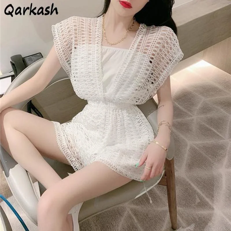 Pagliaccetti da donna scava fuori design con scollo a V popolare High Street estate colore puro adorabile casual femminile minimalista sexy elegante Mujer