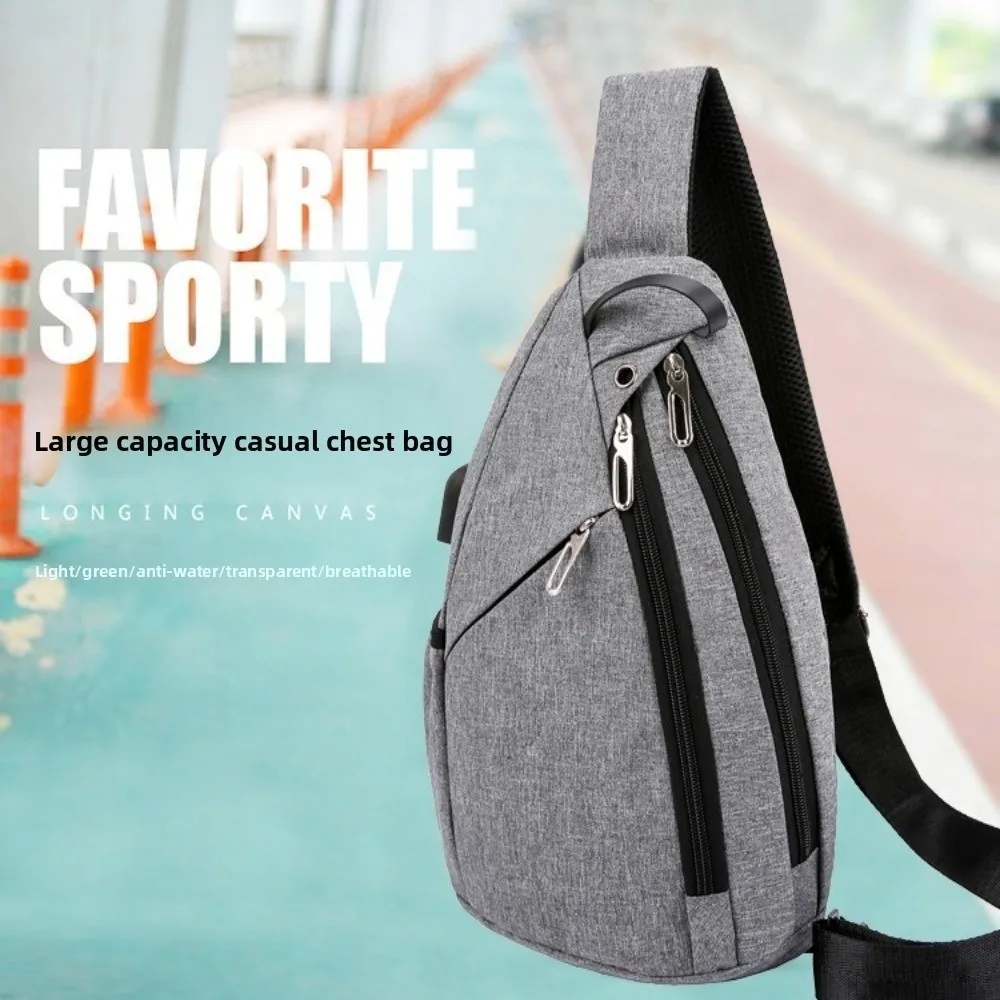 

Многослойная мужская нагрудная сумка, однотонная, большая вместимость, оксфордская сумка через плечо, регулируемый ремень, многофункциональная