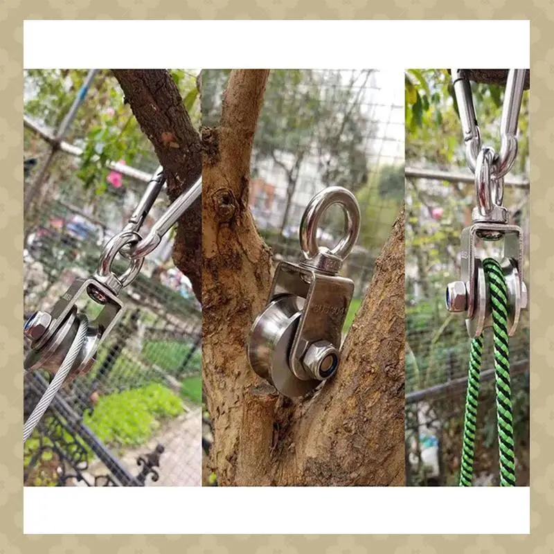 AB45 4X U Type Swivel Pulley 304 Stainless Steel Duplex Bearing Silent Detachable 360 Degree Rotation
