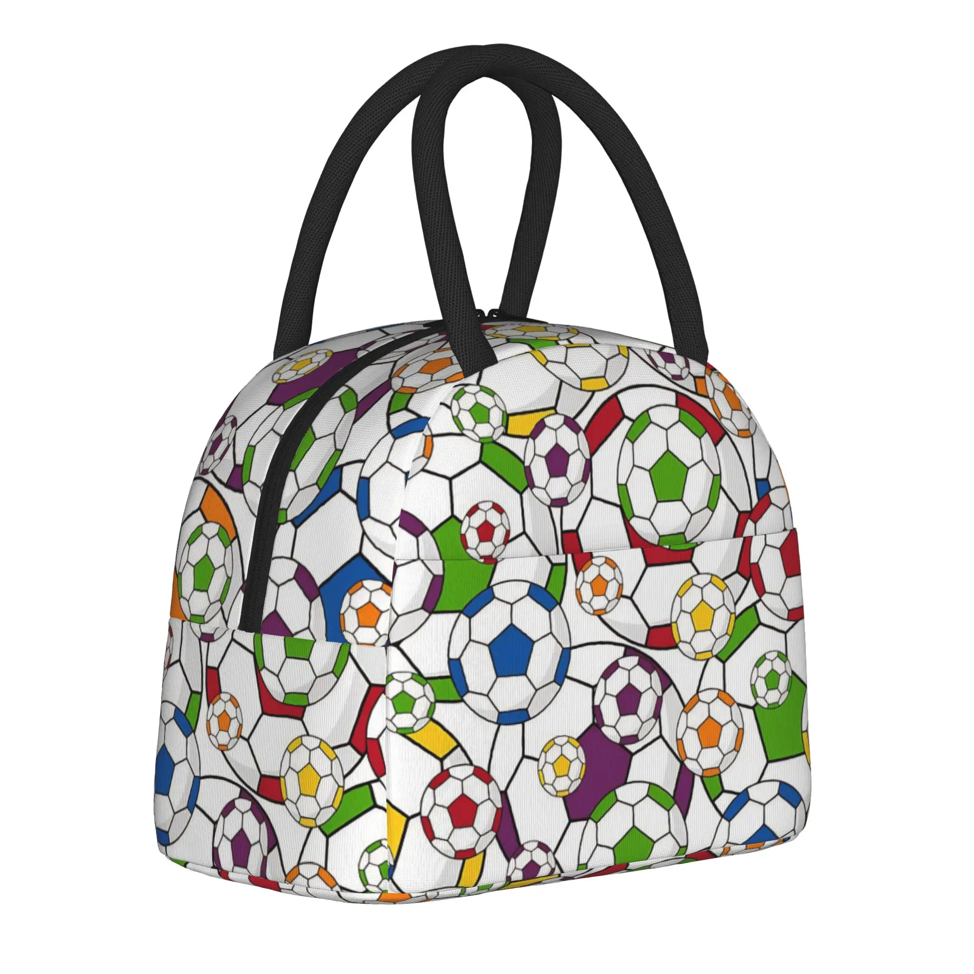 Football Soccer Patten Insulated Lunch Bags Cooler Bag Reusable,Lunch Container  High Capacity Tote Lunch Box Work  Travel