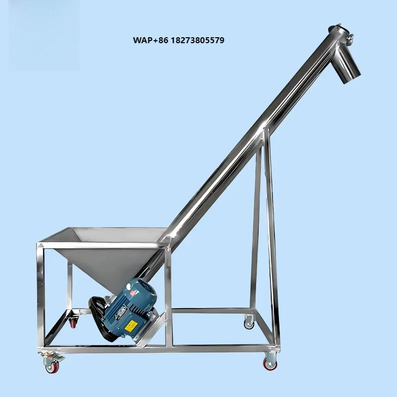 Wholesale Factory Carbon Steel Cereal Screw Conveyor Adjustable Speed Inclined Hopper Rice Auger Feeder Manufacturing Plants