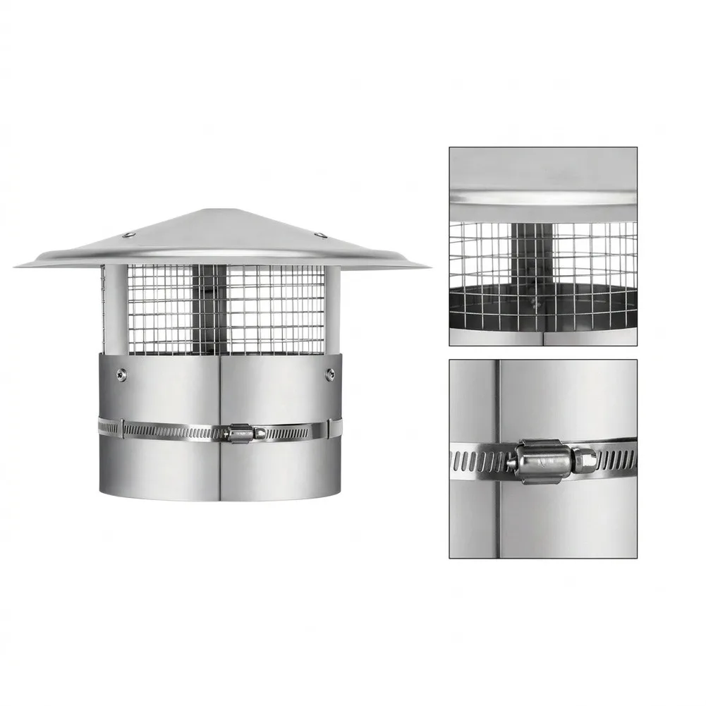 Adjustable Stainless Steel Chimney Cover Cap For Firewood Stoves With Secure Snap Fastener Weather Resistant Pipe Protector
