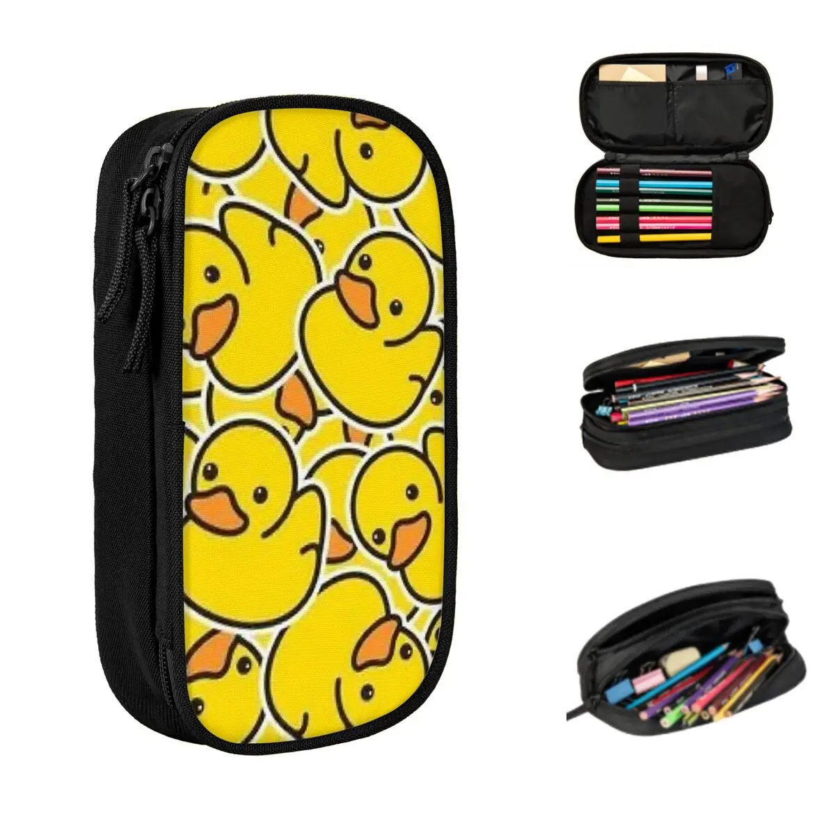 

Cartoon Yellow Rubber Duck Pattern Pencil Case for Students School Pen Box Pencil Bag Stationery Supplies Pen Holder Bag