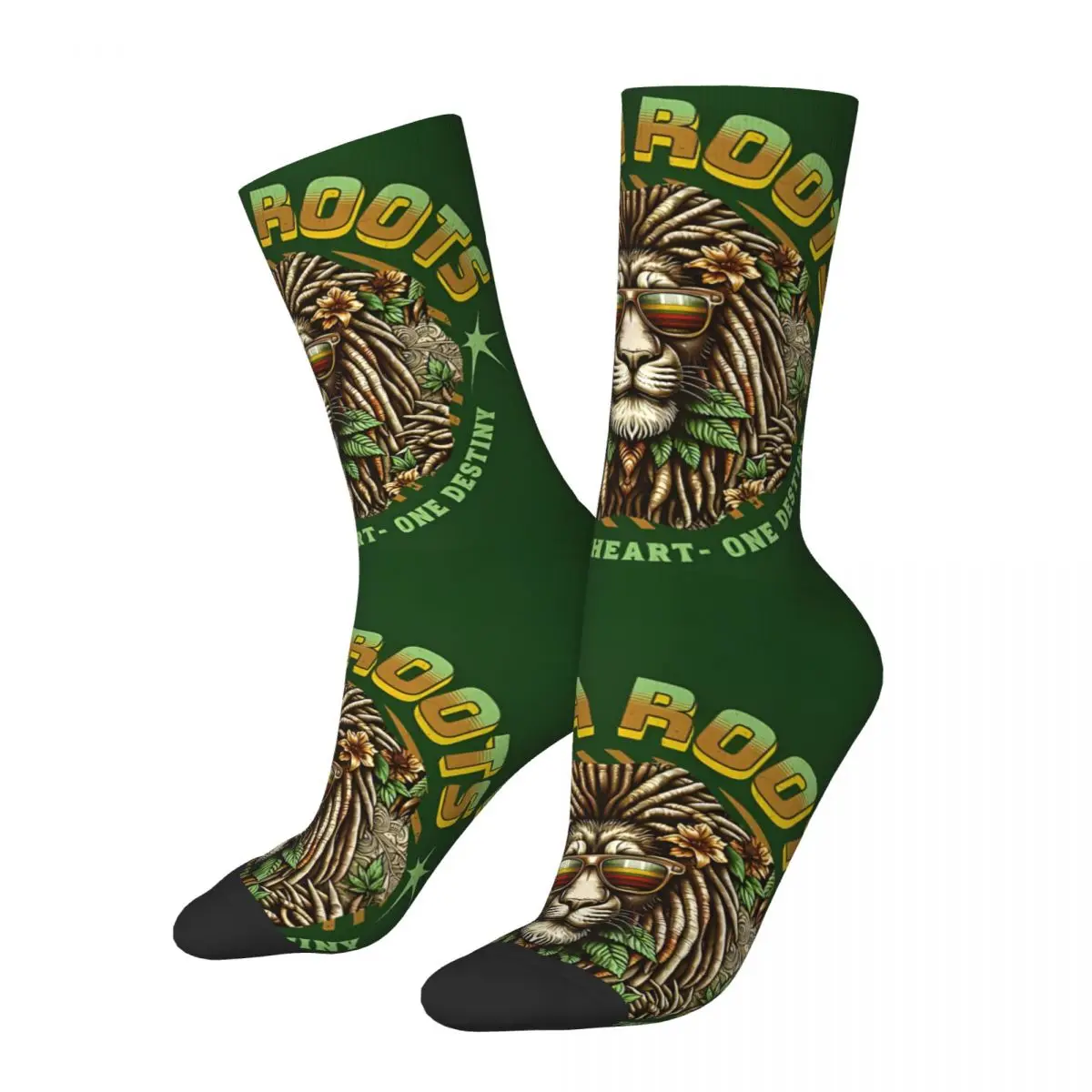 Funny Happy Sock for Men Rasta Roots Vintage Breathable Pattern Printed Crew Sock Seamless Gift