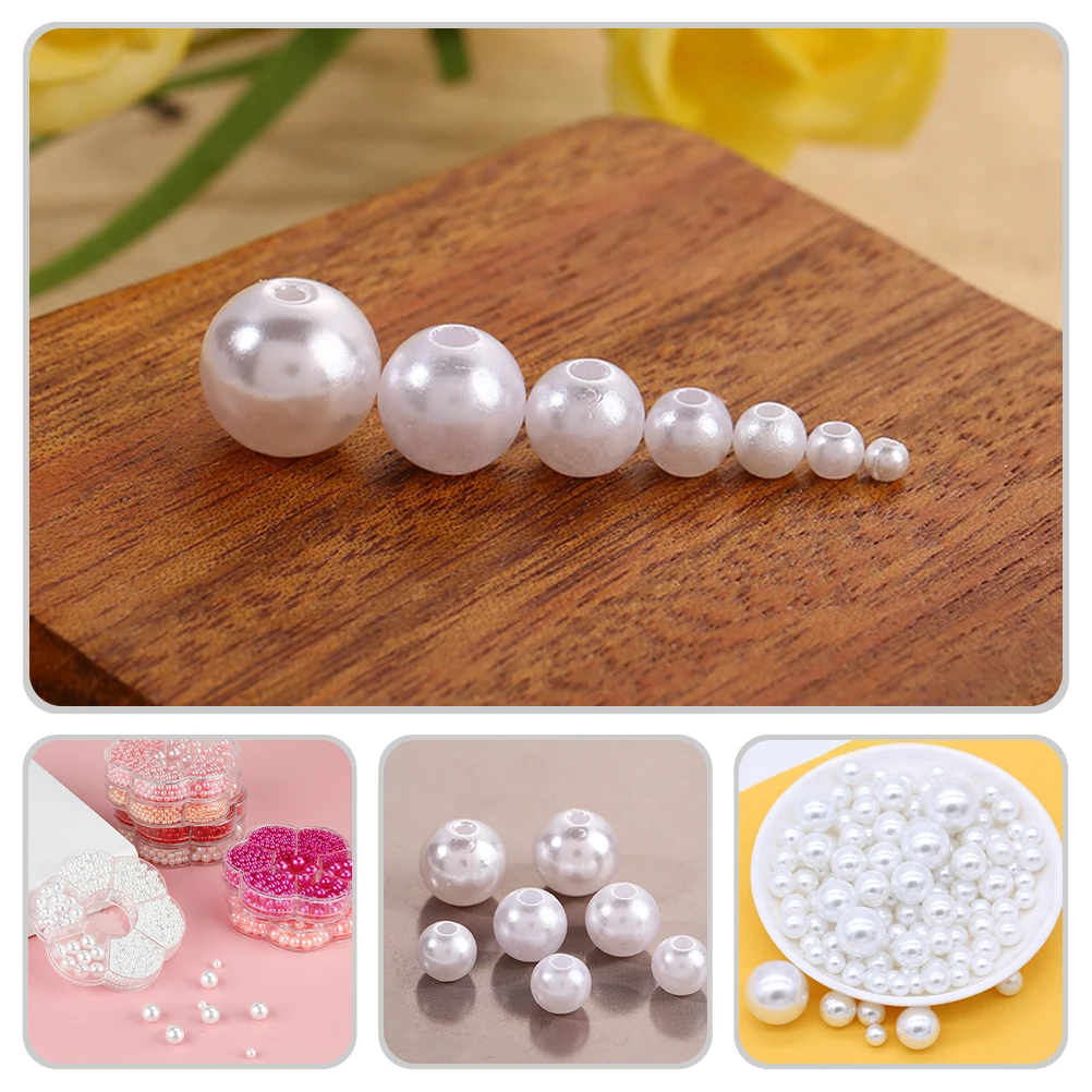 

Spacer Beads Imitation Fake Pearl Craft Beads For Diy Bracelet Necklace Earring Making White Round Loose Jewelry Material