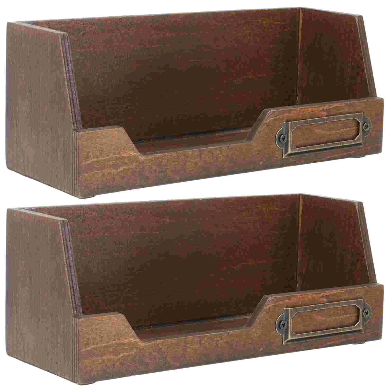 

2 Pcs Storage Boxes Tape Desk Organizer Lidless Wooden Desktop Sundries Container Bin