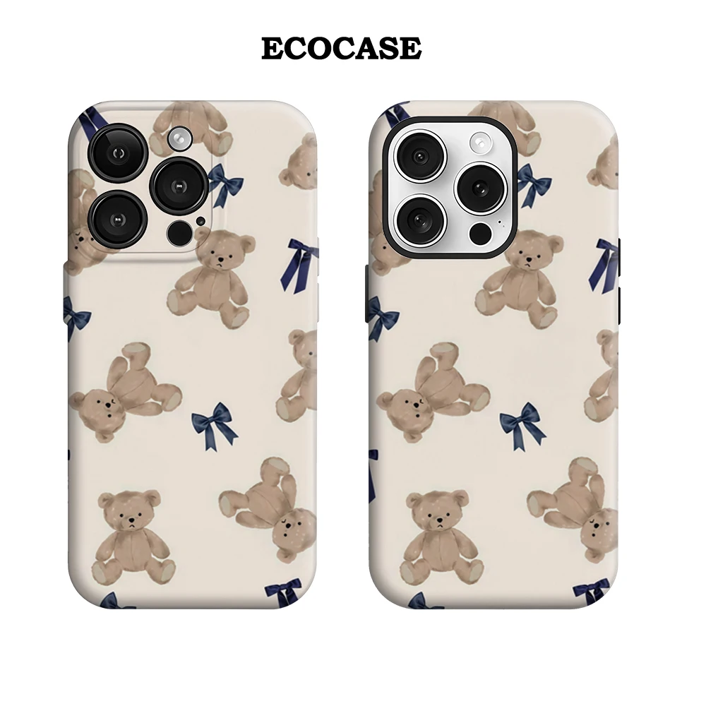 تيدي بيرز وأقواس آيفون 17 يجب أن يكون لهاتف آيفون 17 16 15 14 13 12 11 برو ماكس بلس غطاء خلفي مزدوج الطبقة