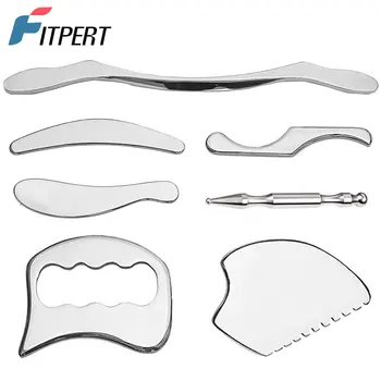 1/4/7pcs Gua Sha scraping massage tools, IASTM tool, stainless steel gusha tools, muscle scraper tools for soft tissue therapy
