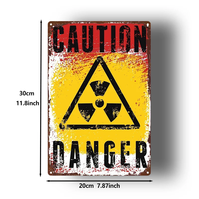 2D Flat, 1pc, Metal Sign, Radiation Warning Sign Iron Art Decoration Plate, 8X12 Inches (20X30 Cm) Iron Plate, Indoor Wall Art