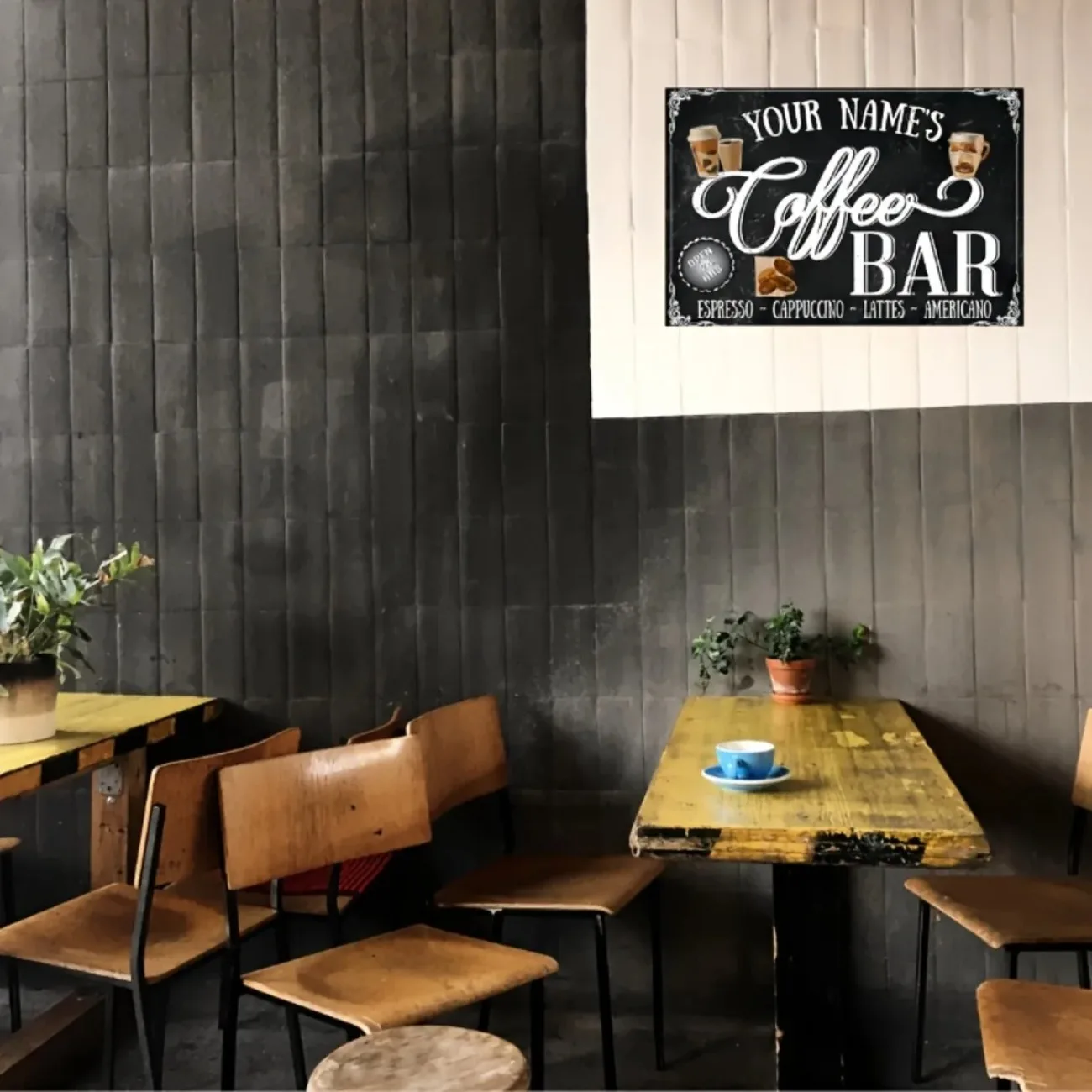 Personalized Rustic Coffee Bar Decorative Tag - Ideal for Home, Office and Kitchen Decor (Only Decoration)