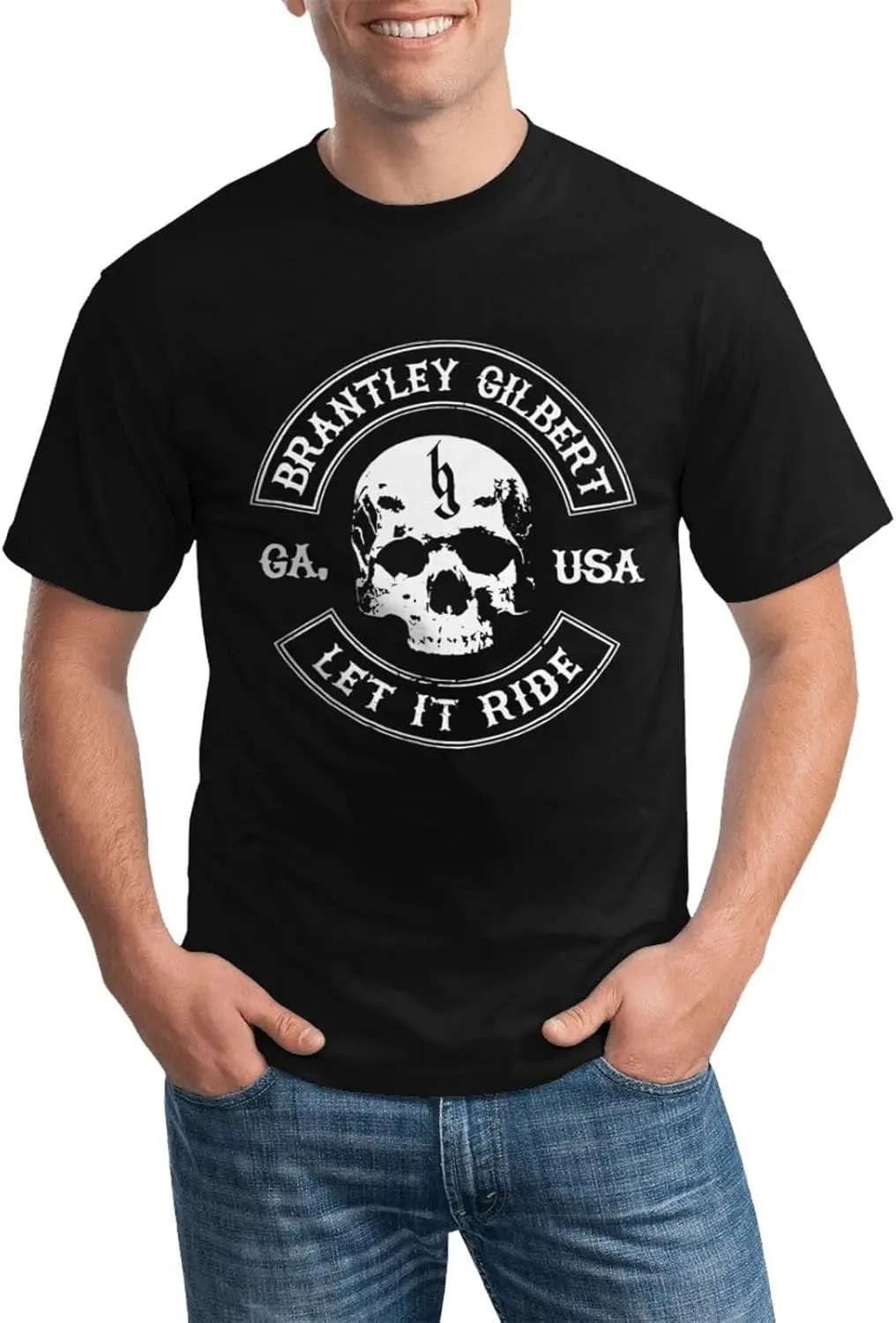 Brantley Music Gilbert Shirt Men's Personalised Short Sleeve T Shirt Fashion Graphic Tees Cool Casual Tops Black