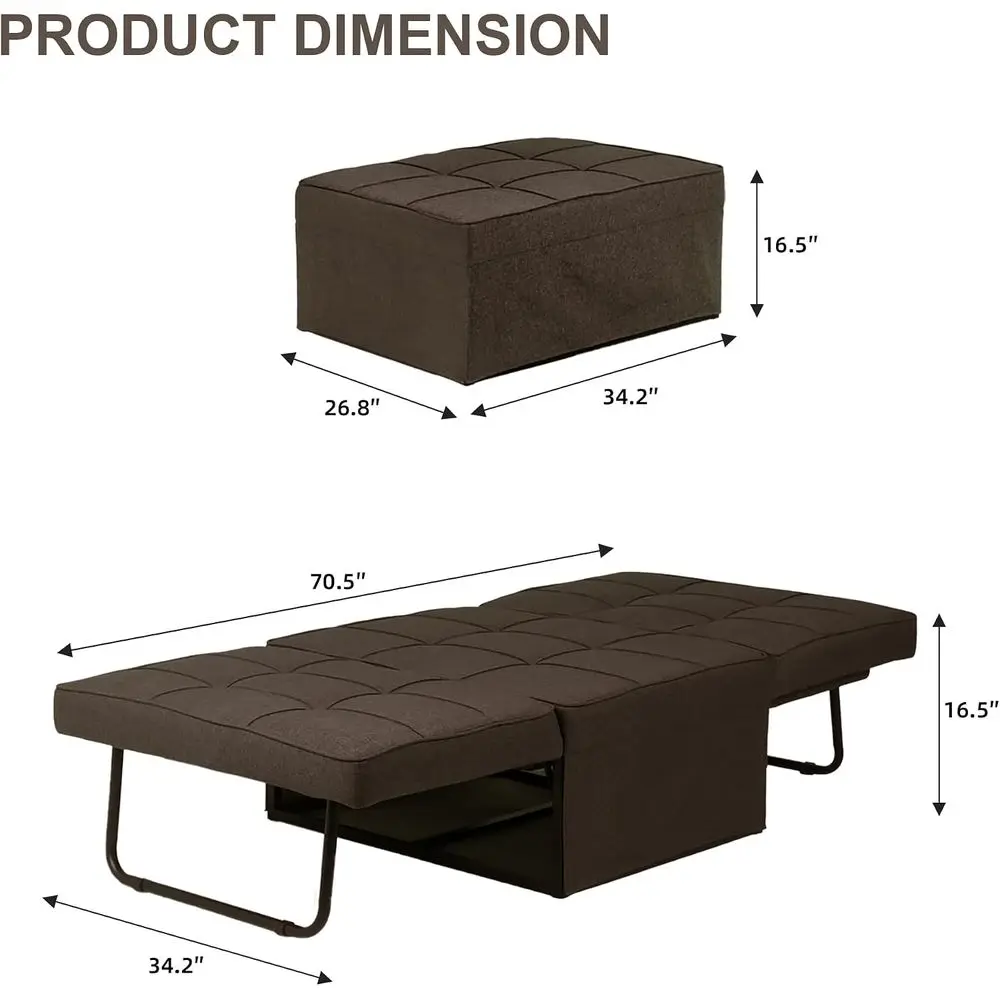 Convertible Soa Bed,4-in-1 Multi-unctional uton Chair Bed, olding & No Installation Soa Couch with Adjustable Backrest Recliner
