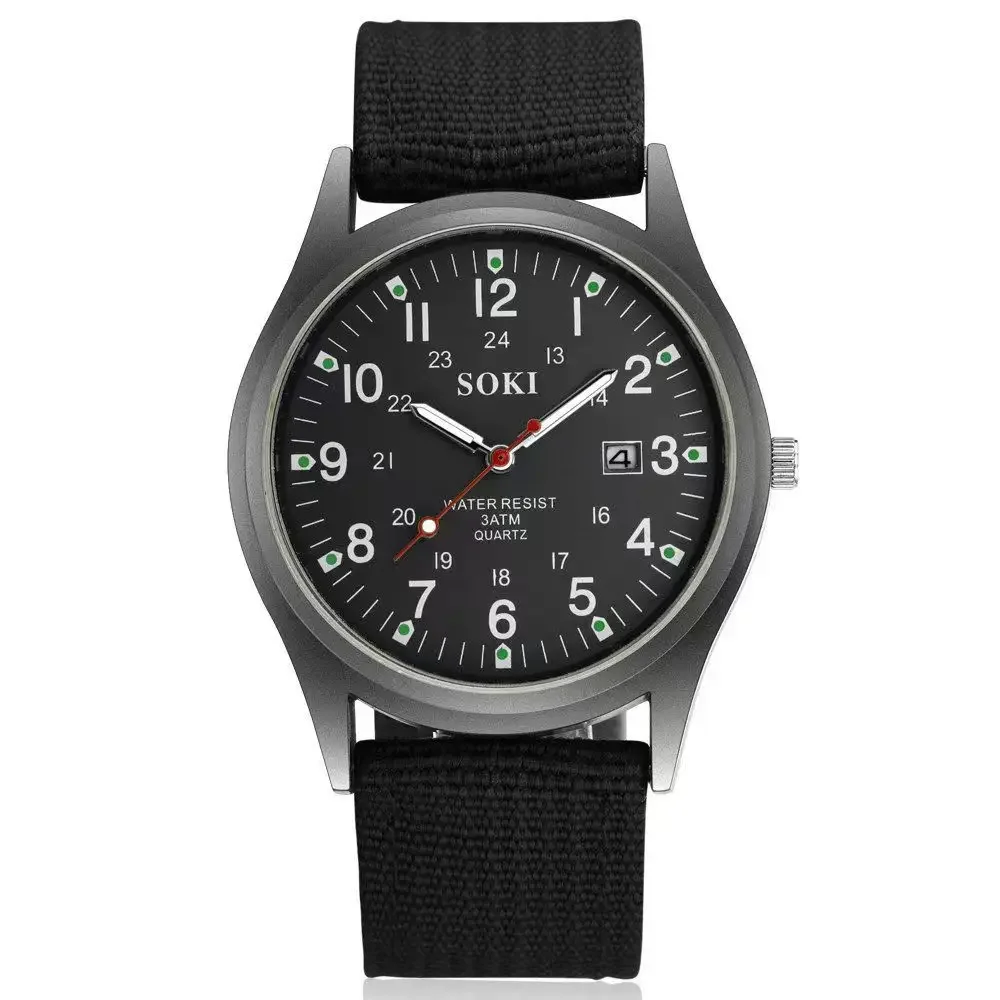 Fashion Mens Military Watches Calendar Luminous Dial Sport Army Green Men Quartz Watch Nylon Strap Retro Clock Relogio Masculino