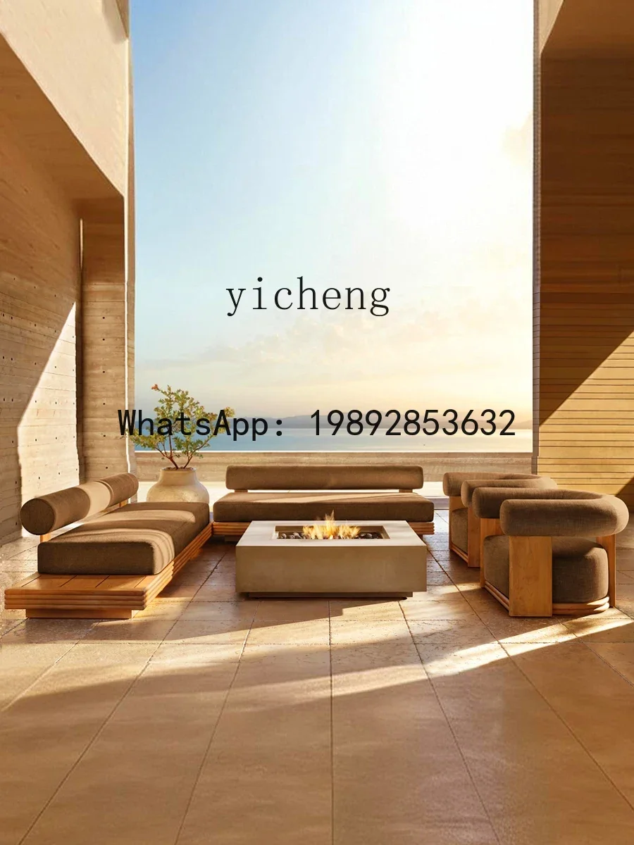 Old High-End Outdoor Sofa Teak Aluminum Alloy Sun Protection Villa Garden Courtyard