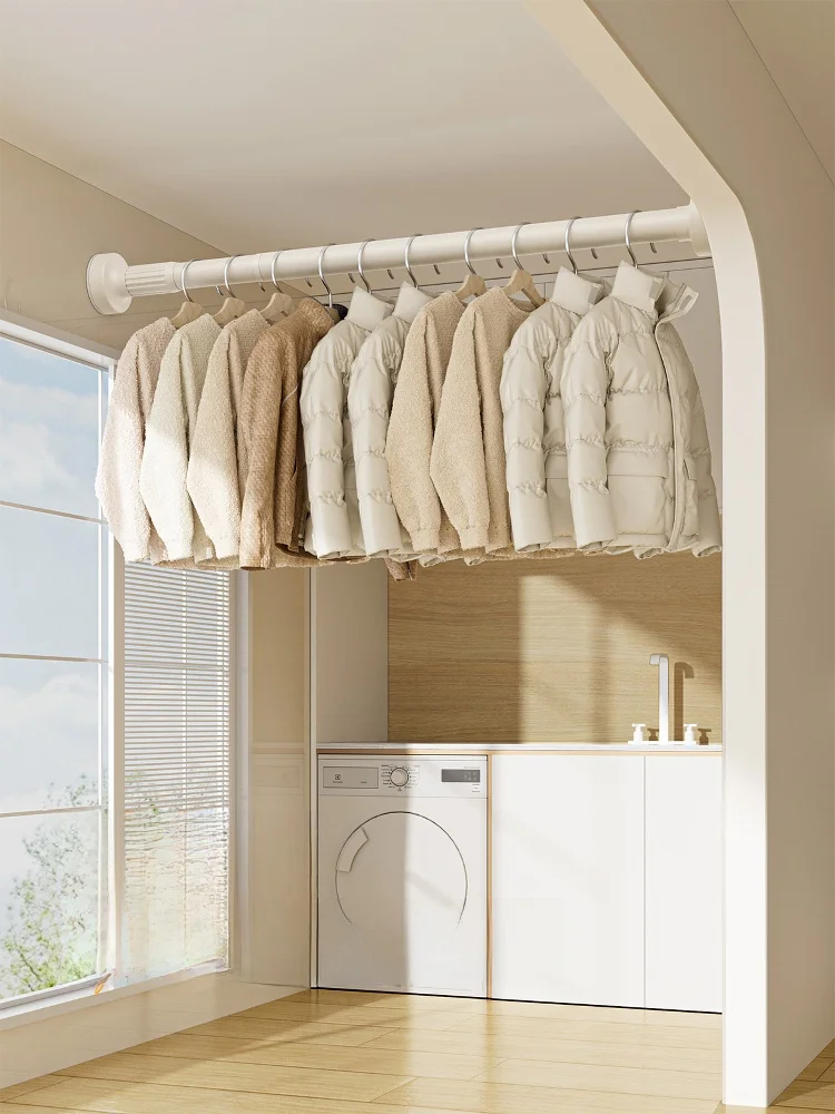 

Stainl Steel Adjustable Rod No Drilling Required Clothes Drng Rod Closet Hanging Rod Curtain Rod Door Curtain Pole Bath ...