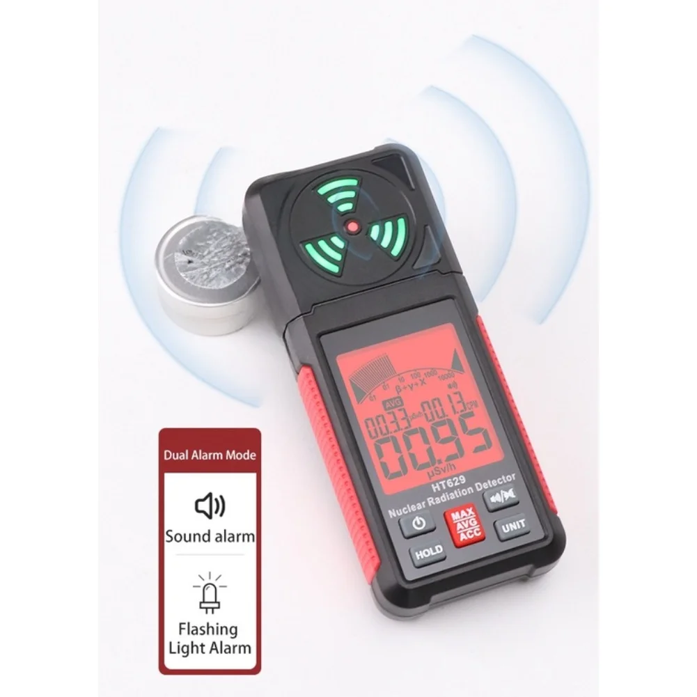 HT629 For Geiger Counter Nuclear Radiation Detector Beta Gamma For Ray Tester With Dual Alarm For Food Marble Safety Monitoring