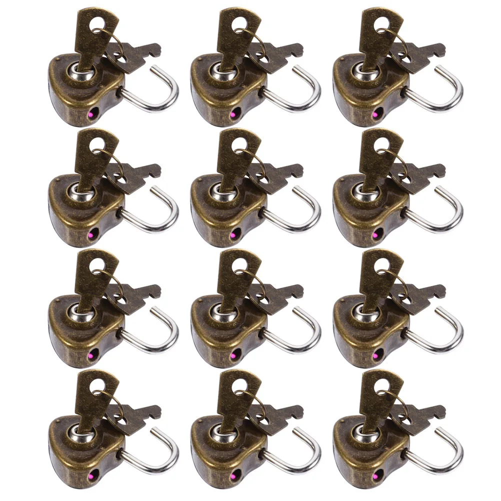 25pcs Heart-Shaped Lock Style Mini Padlock For Diary Book Couple Gift Iron Love Lock Hanging Luggage Decor Key Included