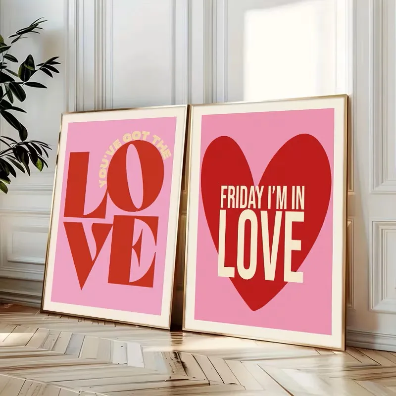 

2pcs Retro Love Text Art Canvas Poster Wall Decoration, Fashionable Wall Art, Love Gift, Nordic Living Room Home Decoration