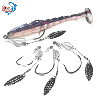 Rosewood Underspin Jig Heads Swimbait Hooks With Spinner Blades Weighted Fishing Hooks Weedless Design For Freshwater Saltwater