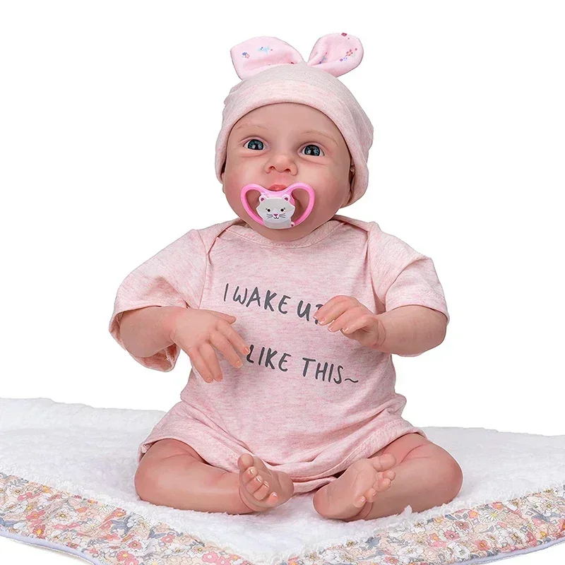 

19inch 48cm That Looks Real Baby Girl Doll Lifelike Silicone Vinyl Newborn Soft Doll Toddlers Toys for age 3+