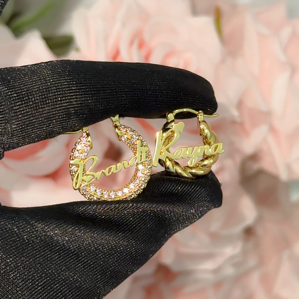 

UWIN 22mm Copper and CZ Hoop Earrings Customized Stainless Steel Names Earrings for Women Fashion Jewelry Accessories