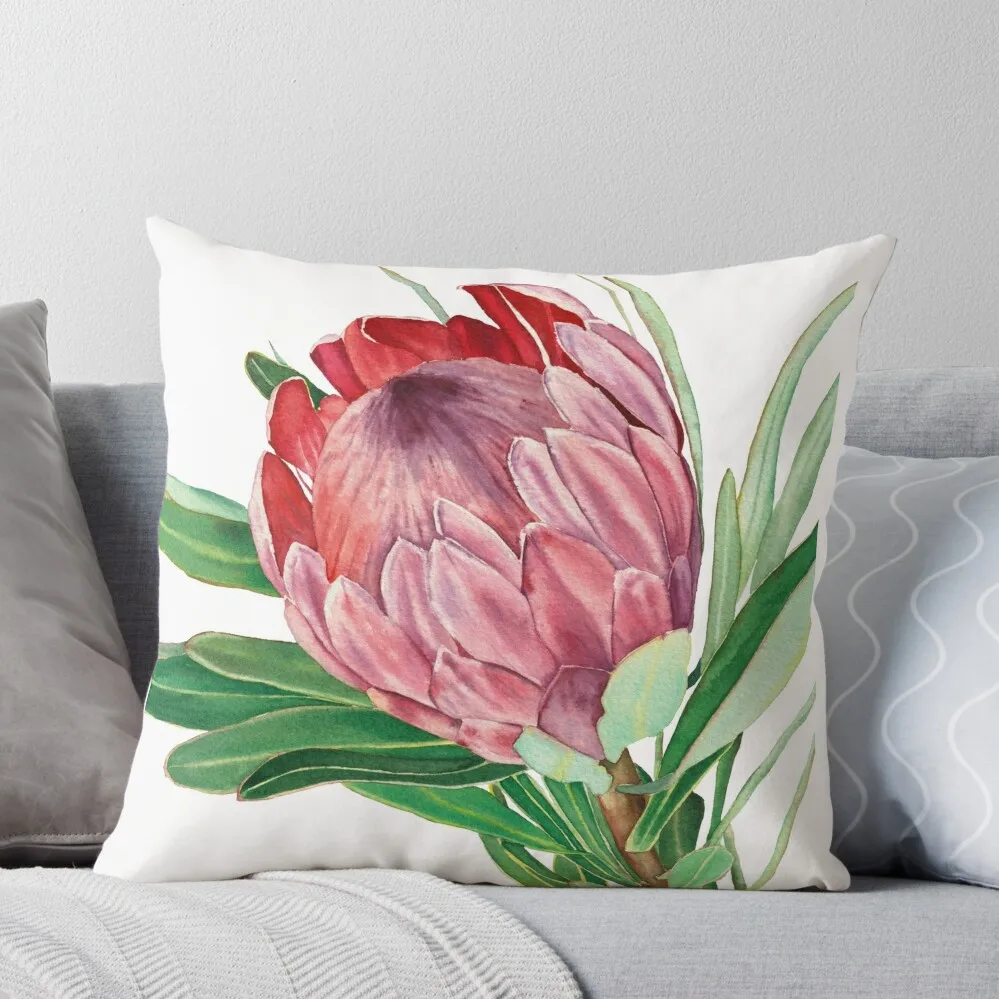 Watercolor protea flower Throw Pillow pillows decor home pillow pillowcase Embroidered Cushion Cover