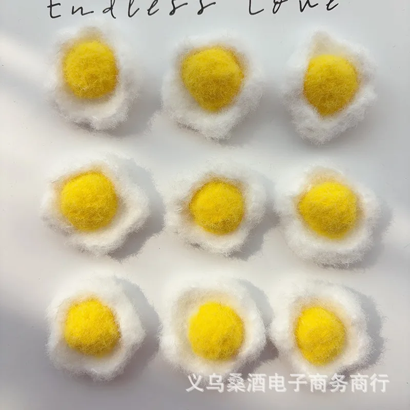 Plush Cartoon Fried Egg Shoe Charm for Kids Soft Cute Accessory for Crocs Shoes Socks Hat DIY Beaded Buckle Embellishment