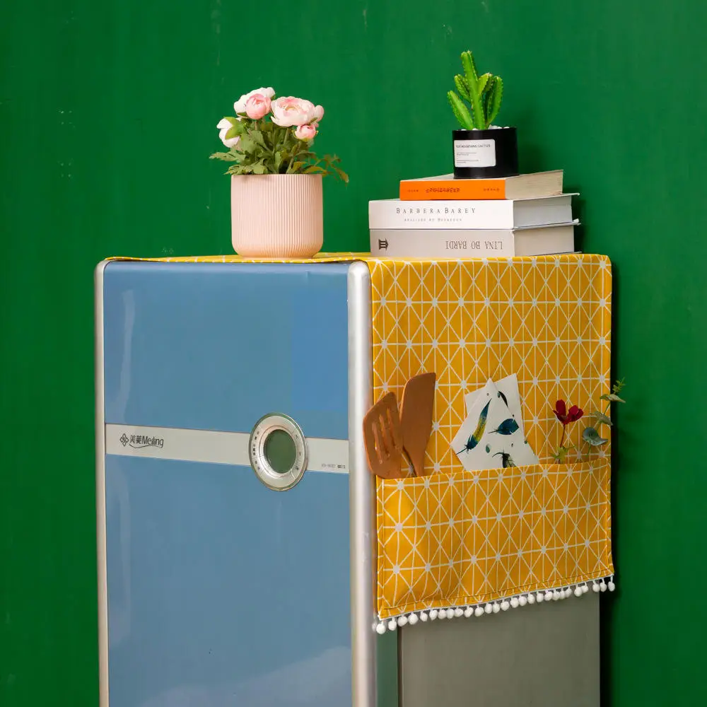 

New Fashion Refrigerator Dust Cover With Pocket Storage Bag Machine Hight Quality Storage Organizer Bags Hanging Bag