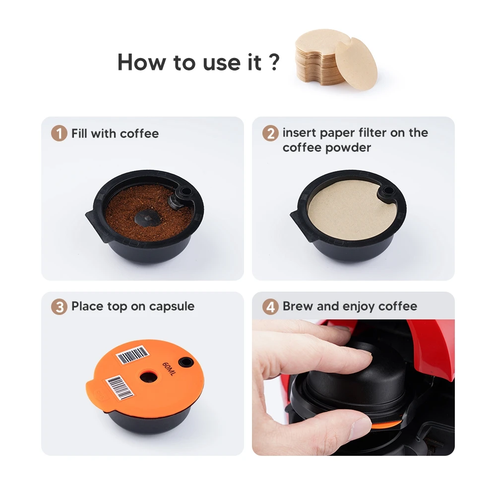 Disposible Paper Filter for BOSCH Reusable Tassimo Coffee Capsule Protect From Block Keep Capsule for Cleaning