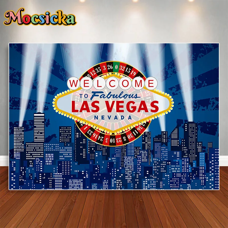 Mocsicka Casino Backdrop Las Vegas Poker Curtain Gold Glitter Birthday Party Photography Background Photo Booth Studio Banner