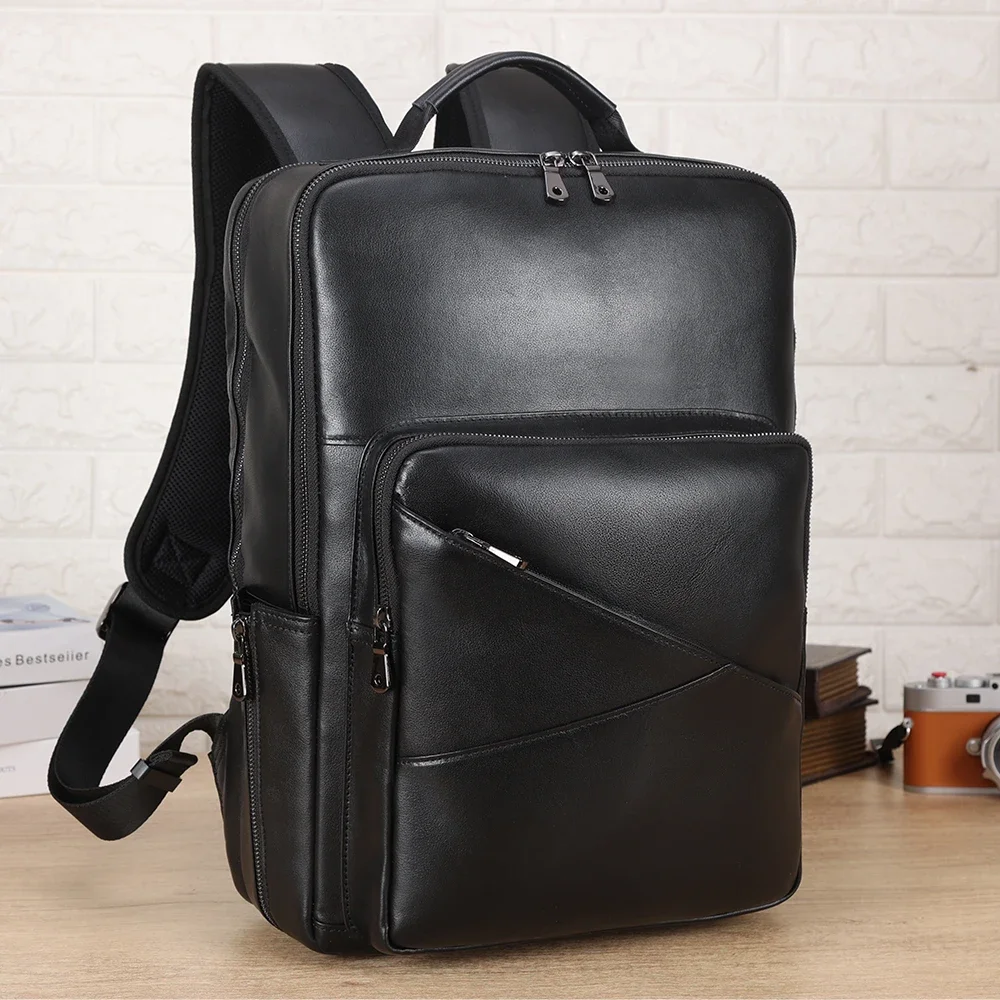 2024 New Design Dropshipping Outdoor Cow Skin Full Grain Leather School Back Pack Cowhide Laptop Travelling Backpack Bag