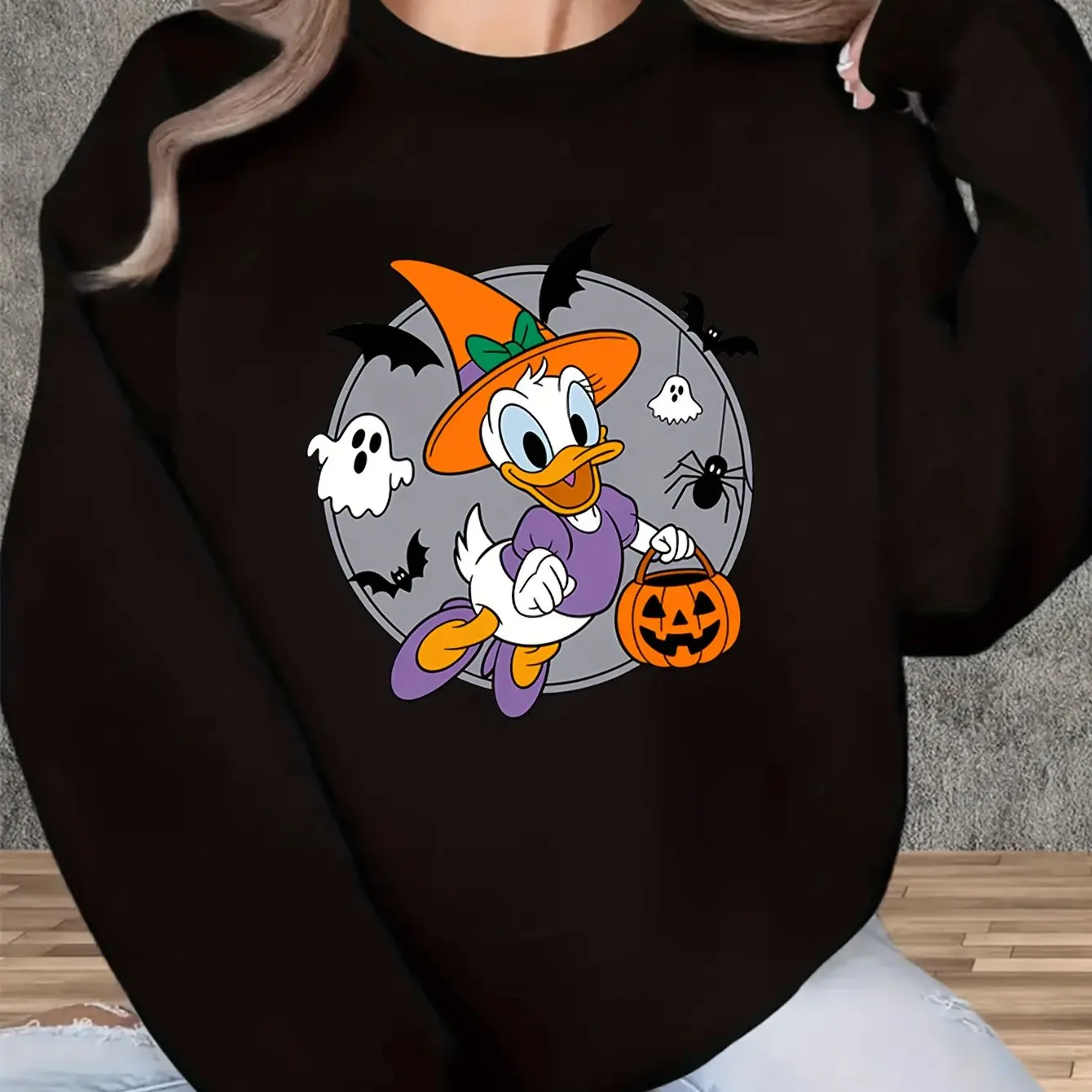 ディズニー ドナルドダック レディース ラウンドネック スウェットシャツ プルオーバー ユニセックス フリース ファッション カジュアル オールマッチ 秋と冬 オーバーサイズ