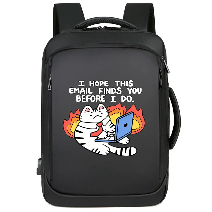 

Женский и мужской деловой рюкзак, расширяемая USB школьная сумка, водонепроницаемый рюкзак для ноутбука, милый рюкзак с принтом Angry Cat для мальчиков и девочек