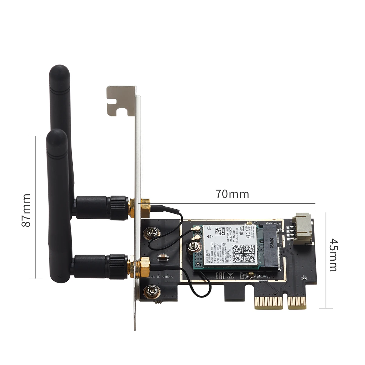 IOCREST Wireless WiFi 7 Intel BE200 PCI-E Network Card Bluetooth 5.4 Tri Band 2.4G&5G&6GHz 8774Mbps BE200NGW Chip 802.11be