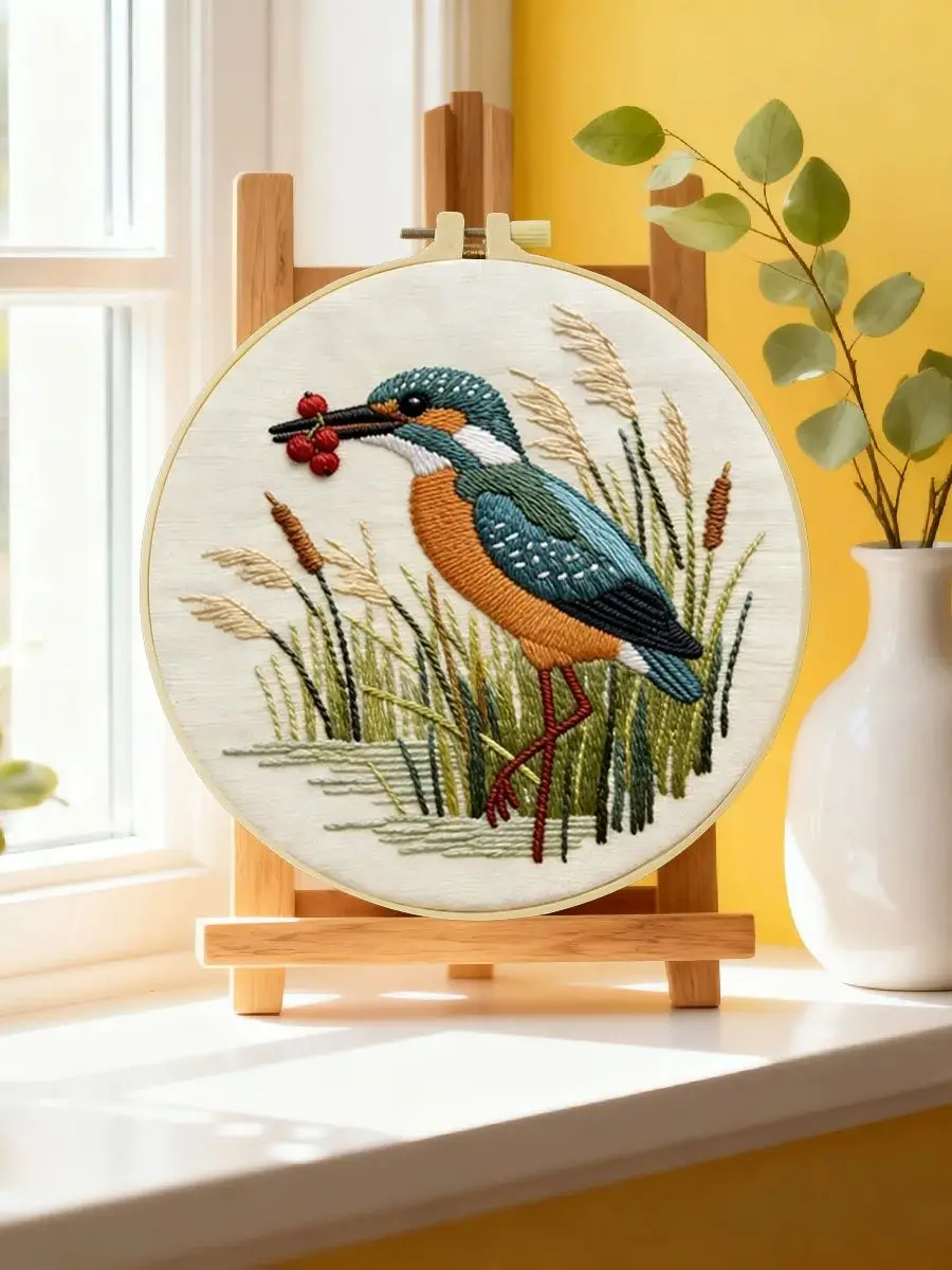 1 Stück 20X20CM/15X15CM 7,87/6,3 Zoll Vogel-Stickerei-Starter-Kit DIY-Kit DIY-Stickerei-Set Handarbeiten Malerei Nähen Kunst – Detail 6