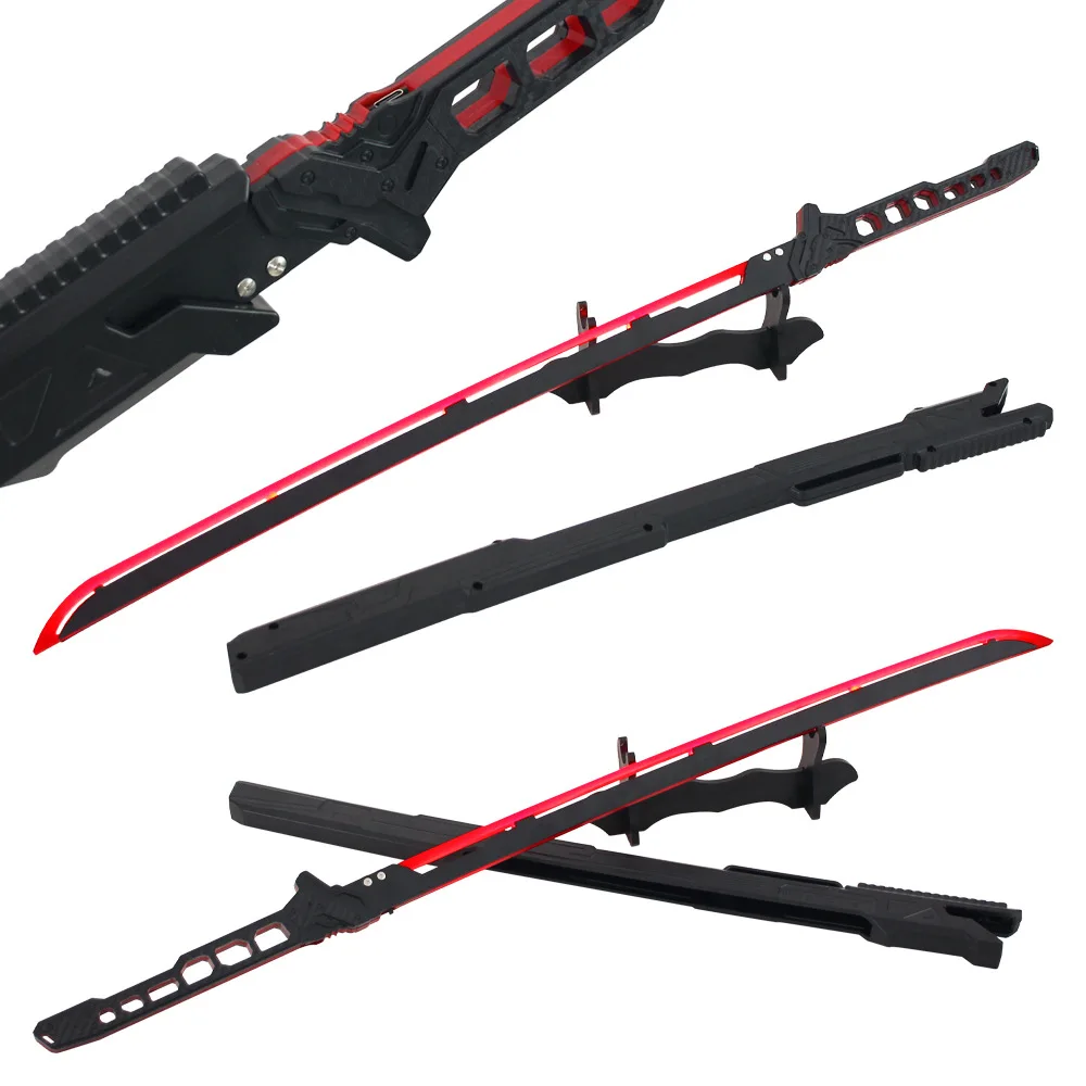 Juego de hoja Katana térmica Cyber Punk de 80cm, espada samurái acrílica con brillo periférico, modelo de vaina para juguete de regalo de Cosplay