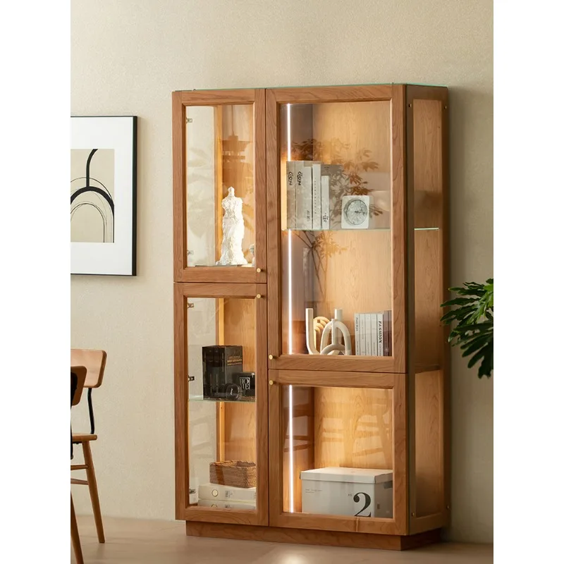 

American Bookcase Solid Wood Bookcase European Integrated Floor Small Bookshelf Household Living Room Storage Cabinet