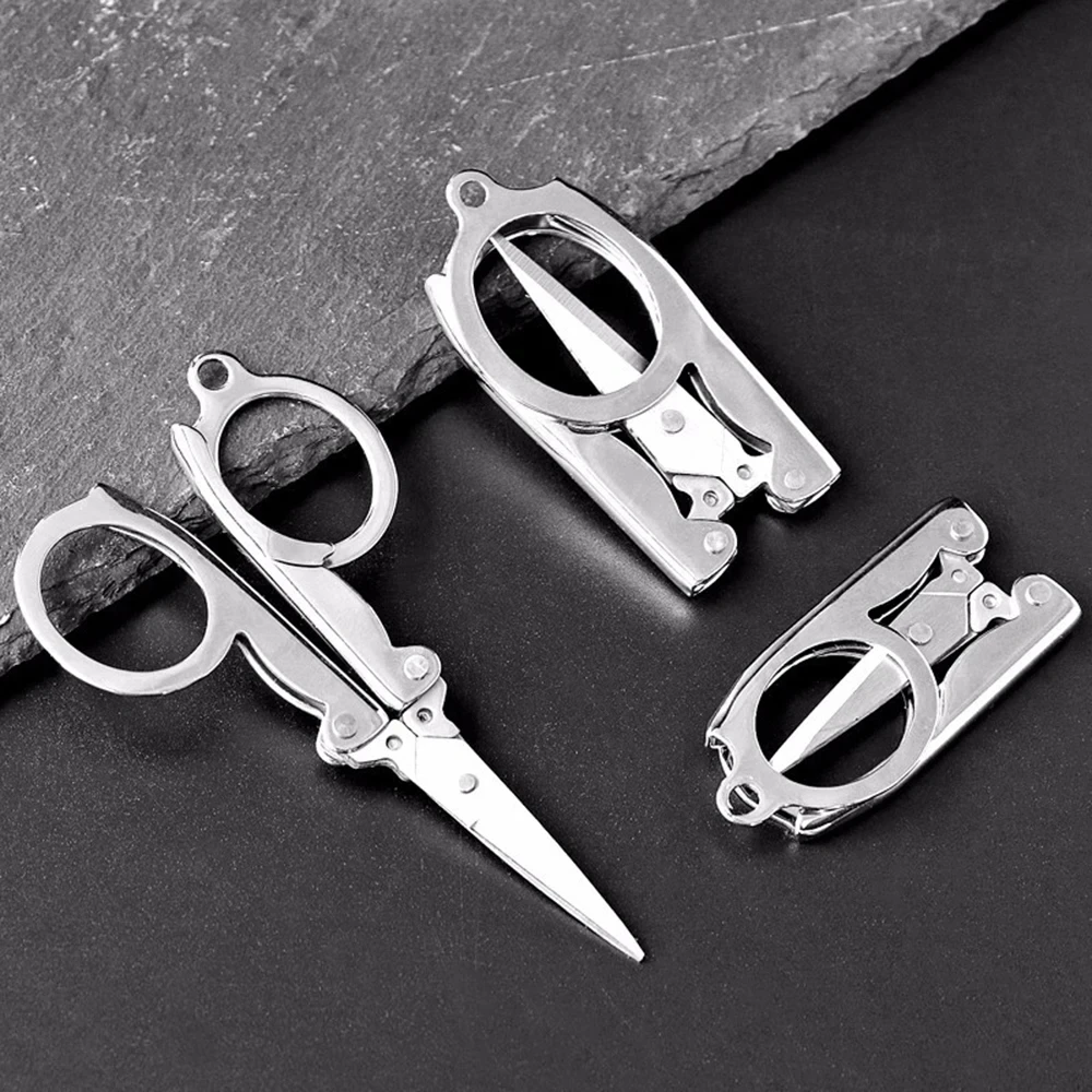 مقص أظافر صغير محمول للسفر متعدد الوظائف من الفولاذ المقاوم للصدأ قابل للطي مقص صغير مقص خيط صغير للمنزل #6